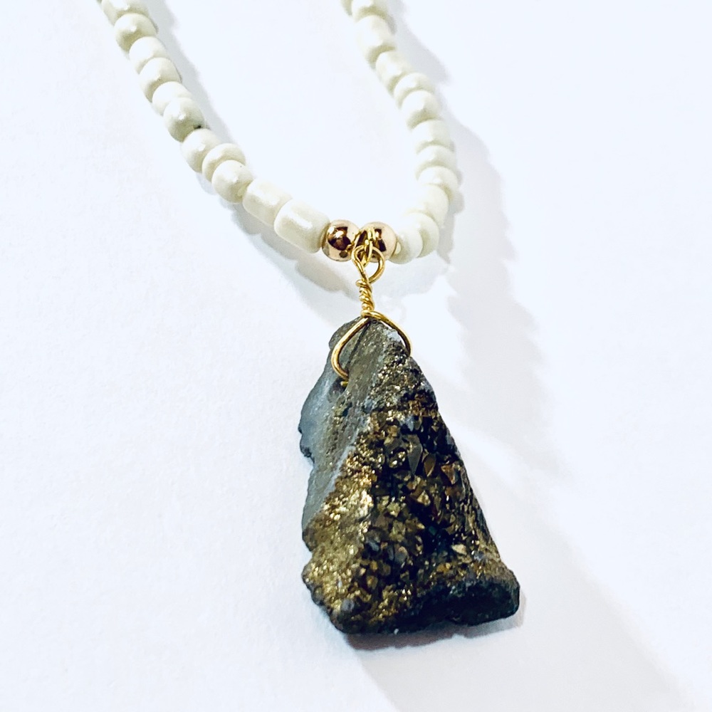 STIX+STONZ “Fools Gold” Geode Necklace - Handmade